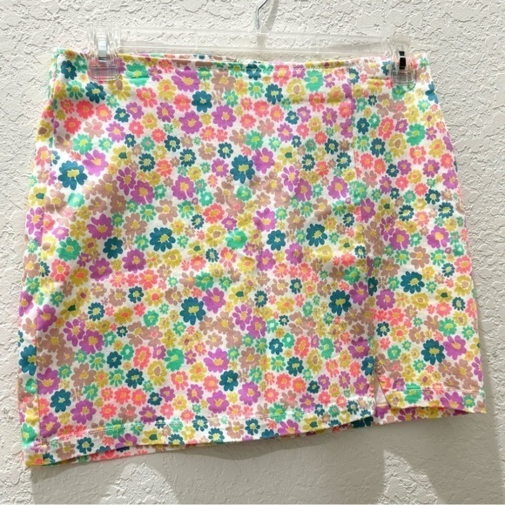 Wild Fable bright small print multicolor floral twill mini skirt Sz 12